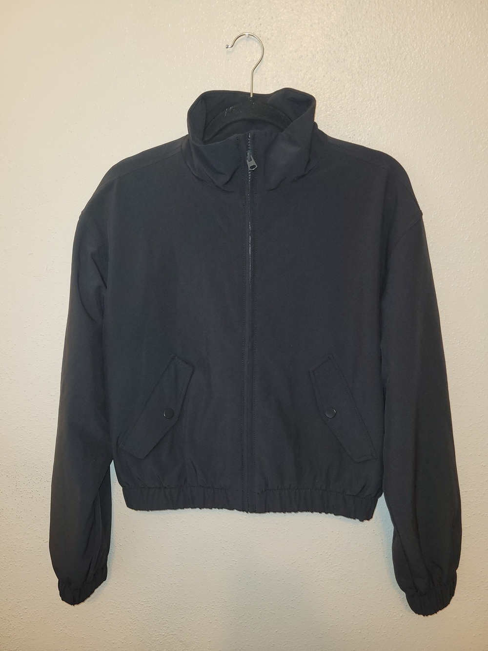 Abercrombie & Fitch Cropped Utility Bomber Jacket Black Wind Resistant Size Smal